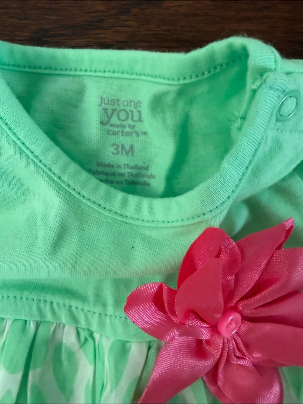 NWT Carter's Mint Green Bubble Romper with Pink Flower Accent